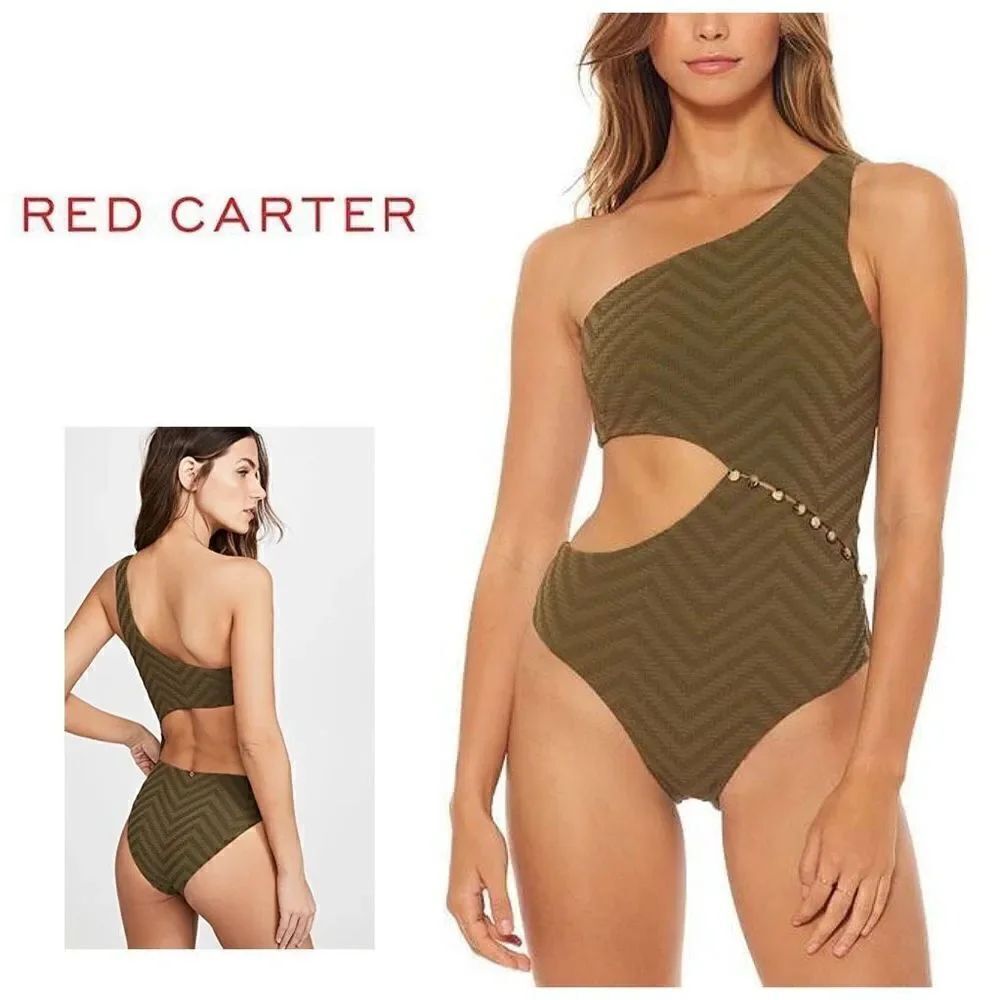 New. Red Carter Asymmetric green swimsuit. MSRP $162. Small